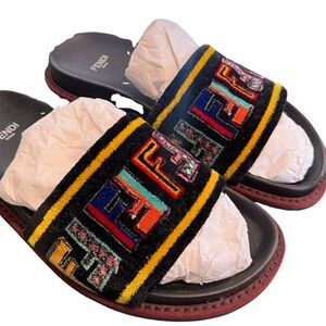 Fendi Vibrant Striped Slide Sandals